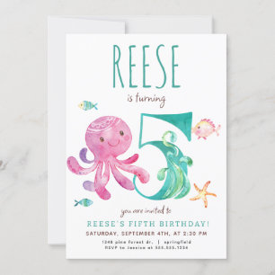 Octopus cinquième anniversaire Invitation