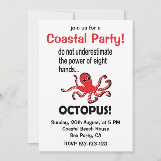 Octopus Coastal Party Funny Octopus Kaart (Voorkant)