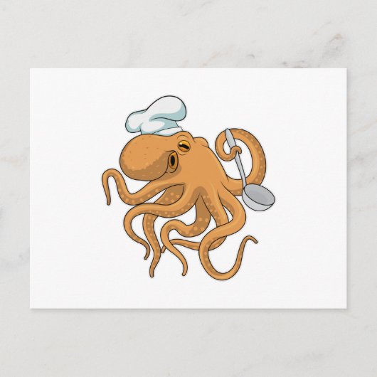 Octopus Cook Chef hoed Briefkaart (Voorkant)
