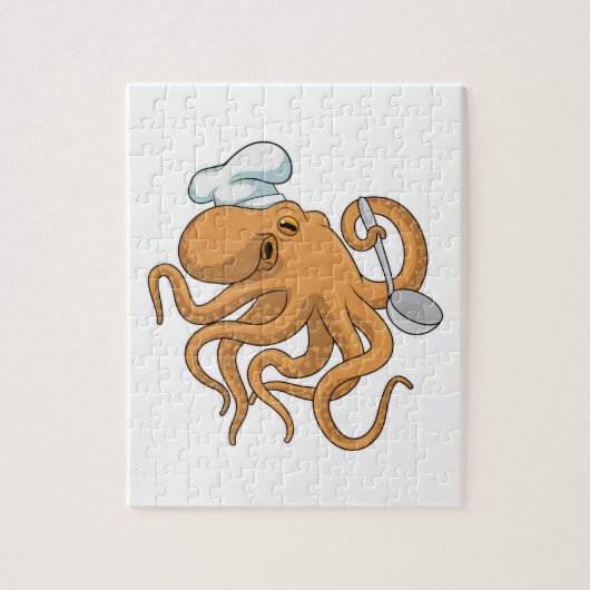 Octopus Cook Chef pet Legpuzzel (Verticaal)