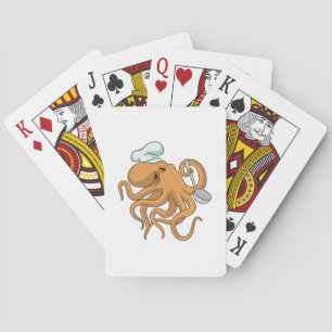 Octopus Cook Chef pet Pokerkaarten