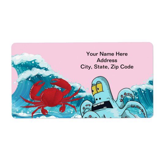 Octopus Crab Ocean Waves Labels (Voorkant)