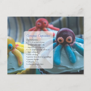 Octopus Cupcakes Recipe Card Briefkaart