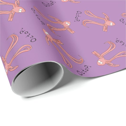 Octopus Cute Math Pi Day Papier cadeau enveloppant (Coin rond)