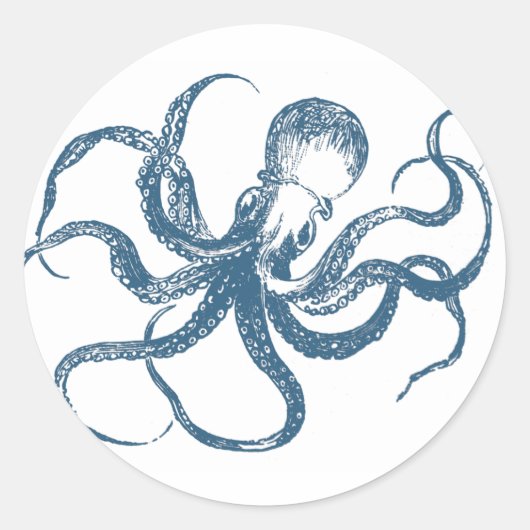 Octopus cyanotype sticker (Voorkant)