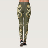 Octopus de crème sur le vert de l'armée - Leggings (Dos)