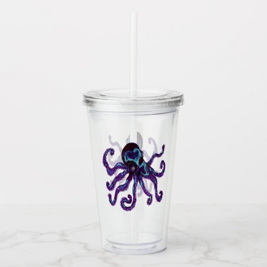 Octopus - Deep Paars Acryl Drinkbeker (Voorkant)