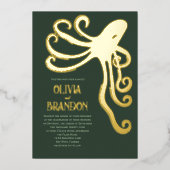 Octopus Deep Zee gestileerd Modern Wedding Folie Uitnodiging (Voorkant)