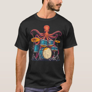 Octopus die drums speelt I Drummer Drummen Muzikan T-shirt