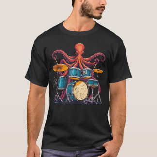 Octopus die drums speelt I Drummer Drummen Muzikan T-shirt