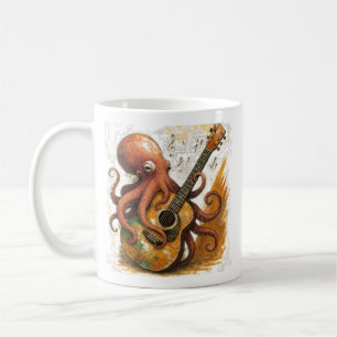 Octopus die gitaar speelt Vintage muziek kunst Koffiemok