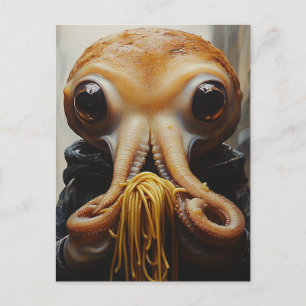 Octopus die spaghetti eet briefkaart