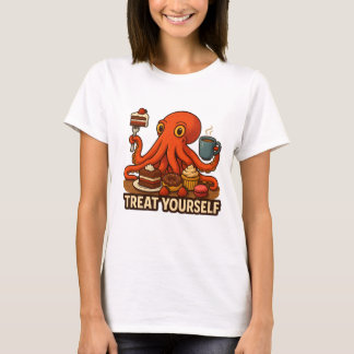 Octopus die zich overgeeft aan zoete lekkernijen t-shirt