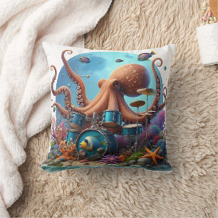 Octopus drummen met kleurrijke vissen kussen