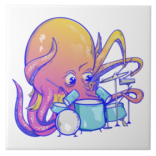 Octopus Drummer Tegeltje (Voorkant)
