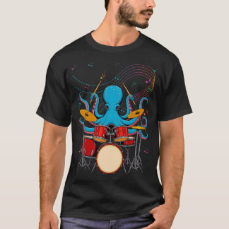 Octopus Drums Music Lover Funny T-shirt