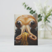 Octopus Eating Spaghetti Briefkaart (Staand voorkant)