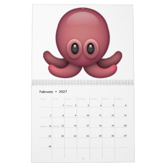 Octopus - Emoji Kalender (Feb 2027)