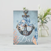 Octopus en Anchor Nautical Beach Wedding Save The Date (Staand voorkant)