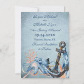 Octopus en Anchor Nautical Beach Wedding Save The Date (Achterkant)