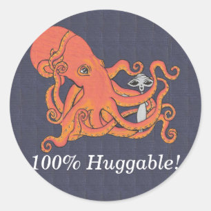 Octopus en buitenaardse vriend 100% knuffelbaar ronde sticker