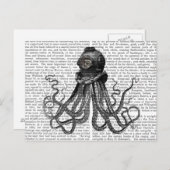 Octopus en duikhelm briefkaart (Voorkant / Achterkant)