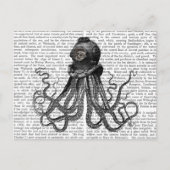 Octopus en duikhelm briefkaart (Voorkant)
