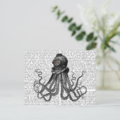 Octopus en duikhelm briefkaart (Staand voorkant)