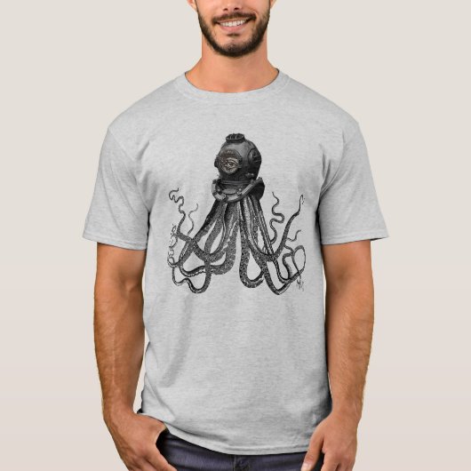 Octopus en duikhelm t-shirt (Voorkant)