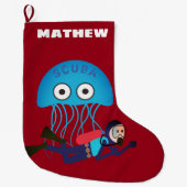 OCTOPUS EN SCUBA DIVER, PERSOONLIJKE DIVERS GROTE KERSTSOK (Voorkant)