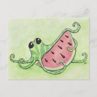 Octopus en Watermeloen Briefkaart