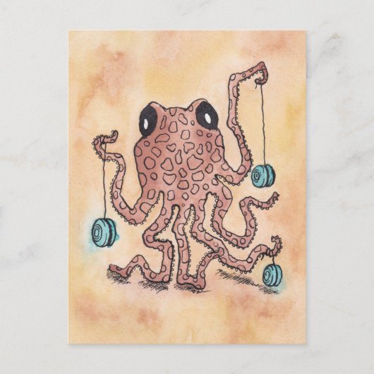 Octopus en Yo-Yo Briefkaart (Voorkant)