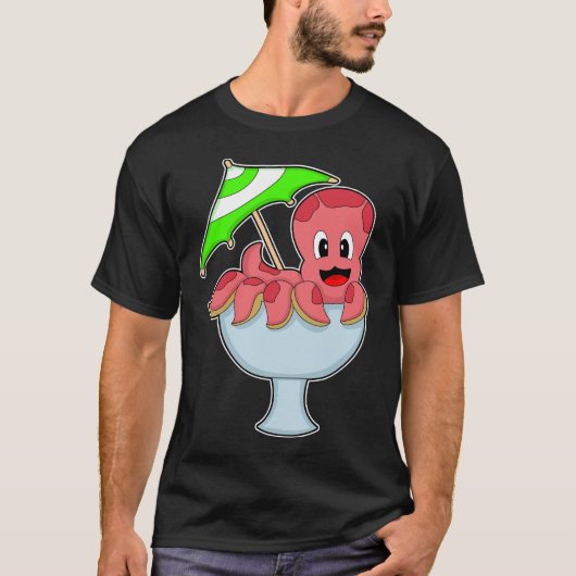 Octopus Feest Cocktail paraplu T-shirt (Voorkant)