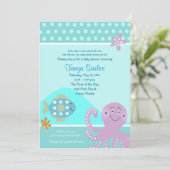 Octopus & Fish 5x7 Baby shower Uitnodiging (Staand voorkant)