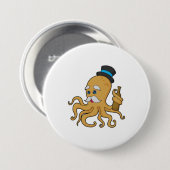 Octopus Gentleman Pet Ronde Button 7,6 Cm (Voorkant /achterkant)