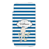 Octopus gepersonaliseerde blauw-witte streep incipio iPhone portemonnee hoesje (Voorkant Agenda)