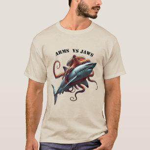 Octopus gewikkeld rond een grote witte haai URM T-shirt