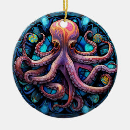 Octopus Glas in lood Keramische Boomdecoratie Keramisch Ornament