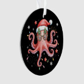 Octopus Glasses Santa Hat Christmas Light Ocean  Ornament (voorkant)