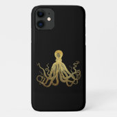 Octopus Gold Black Inkt Kustanaal Nautisch Case-Mate iPhone Case (Achterkant)