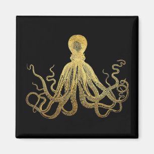  Octopus Gold Black Inkt Kustanaal Nautisch Magneet