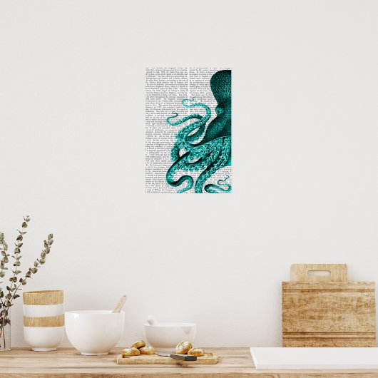 Octopus Green Half Poster (Keuken)