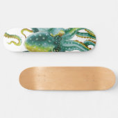 Octopus Green Tentacles Waterverf Art Skateboard (Horizontaal)
