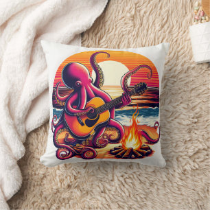 Octopus Guitar beroemd gemaakt door Beach Campfire Kussen