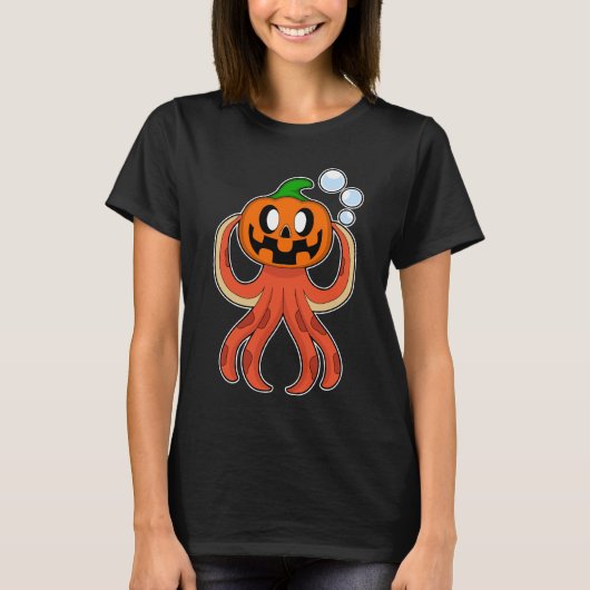 Octopus Halloween pompoen T-shirt (Voorkant)