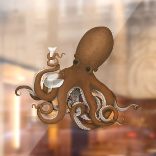 Octopus Holding Glass Flaschemie Steampunk Raamsticker