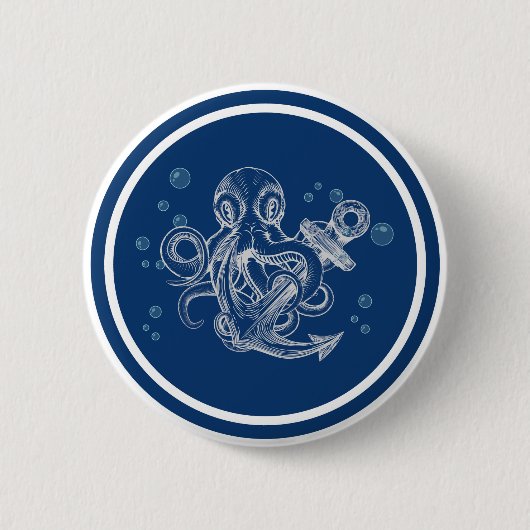 Octopus houdt anker vast ronde button 5,7 cm (Voorkant)