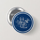 Octopus houdt anker vast ronde button 5,7 cm (Voorkant /achterkant)