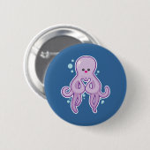 Octopus houdt van je ronde button 5,7 cm (Voorkant /achterkant)