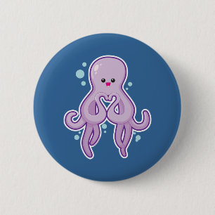 Octopus houdt van je ronde button 5,7 cm
